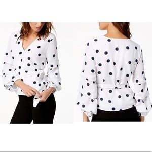 ❌SALE❌ Bar III Faux-Wrap Polka-Dot Top NWOT